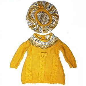 Cynthia Rowley Autumn Knit Sweater Dress & Matching Beret Cotton Baby Set
